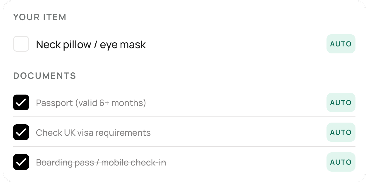 Pre-flight checklist